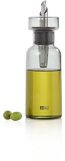 AdHoc BZ75 Ölspender oder Essigspender AromaPour aus Borosilikatglas in Grau | elegante Olivenölflasche mit Ausgießer aus Edelstahl | ideal auch für Kürbiskern-Öl oder Essig | luftdicht, 120 ml