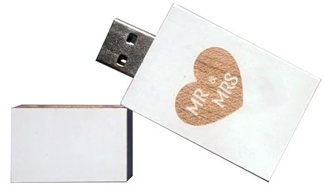 Desuerte 16GB White USB Flash Drive with MR & MRS Laser Engraving - Elegant Wedding Gift for Bride and Groom, Newlyweds