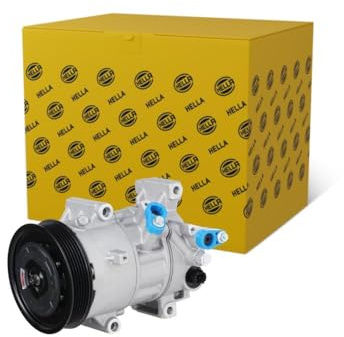 HELLA 8FK 366 201-311 Compressor, air conditioning - 6SES14C - 12V - R 134a/R 1234yf - PAG 46 YF - 120ml - with magnetic clutch/with seal ring/with PAG compressor oil