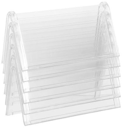 ROMISBABA 6 Stück Teiliges Transparenter Doppelseitiger Kunststoff Namensschildhalter mit Dachform Vielseitig Einsetzbar als Tischaufsteller für Konferenzen Büros Schulungen und