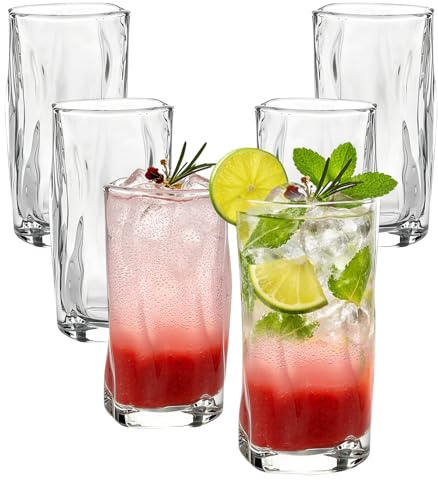 Chingcoo Trinkgläser Set 6 Stück 275 ml – Wave Design Klarglas – Hitzebeständige Wassergläser Set für Kaffee, Tee, Matcha & Cocktails – Spülmaschinenfest