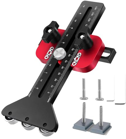 Tischkreissägenführung mit 3 Rollen – Präziser Fräsanschlag für Wiederholschnitte, 9.5x19 mm U-Slot & 6x9 mm T-Slot kompatibel für Holzleisten, Furnier & schmale Streifen