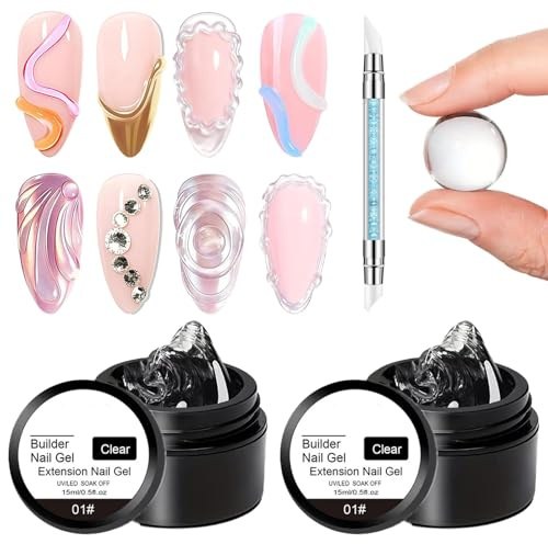 3 PCS 3D Nail Gel Sculpting Gel 15ML Solid Builder Gel, Non-Sticky Nail Extension Gel with, Solid Sculpting Gel for Nail Repair, 3D Nail Art, Rhinestone Fixing & DIY Designs