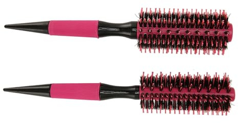 Bonbela Brosse à Cheveux Ronde, Poignée Ergonomique Antidérapante, Poils en Nylon élastiques, Dissipation Uniforme de la Chaleur, avec Plaques Chauffantes en Métal, pour Boucler, Lisser