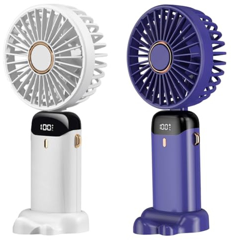 Ventilatore Portatile, Ventolatore Pieghevole Mini Ventilatori Portatile a Mano con Display LED Tascabile Ventilatore a Mano con 5 Velocità USB Pieghevole Ventilatori per Viaggi,Ufficio,Camera