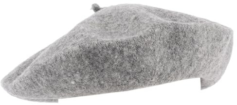 Hat To Socks Einfarbige Baskenmütze aus Wollgemisch für Damen und Herren (Grau)