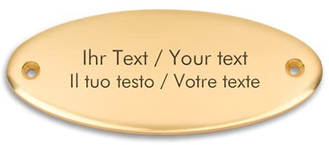 Türschild aus Messing mit personalisierter Gravur - 115 x 45 mm, oval - Klingelschild, Namensschild, Messingschild mit eigenen Texten und Grafiken