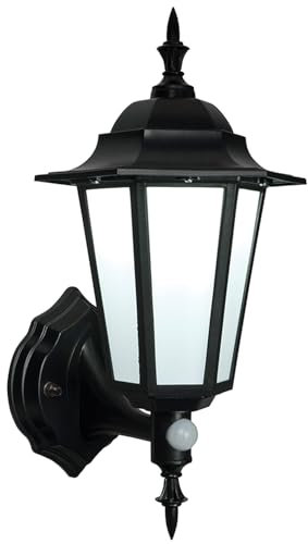 Black Traditional Style 7W Outdoor Motion Sensor PIR Security IP44 Cool White 4200K LED Classic Wall Light Lantern