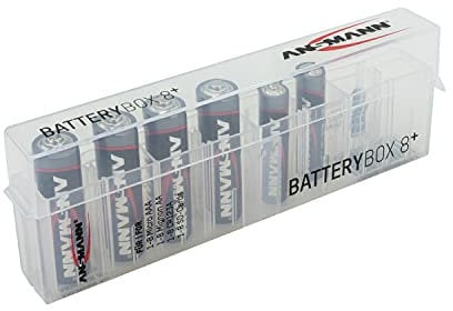 ANSMANN Batteriebox für AAA Micro, AA Mignon Akkus & Batterien, Spezialbatterien & Speicherkarten - Praktische Akkubox zum Schutz & Transport für 8 Accus - Batterie Box & Akku Box zur Aufbewahrung