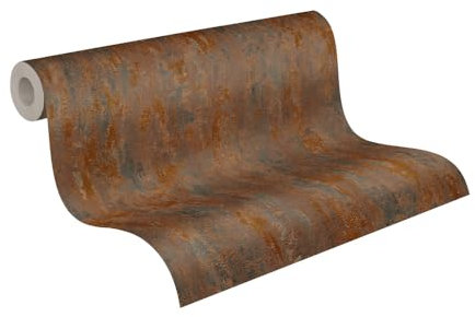 A.S. Création Elements Vliestapete mit Rost-Optik 0,53 x 10,05 m – Kupfer, Braun, orange – Rost Tapete metallic Made in Germany – 326511