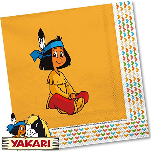 Yakari 20 Servietten Kinderparty und Kindergeburtstag von DH-Konzept // Indianer Indianerjunge Sioux Kleiner Donner Napkins Papierservietten Party Set