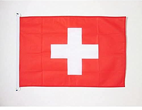 AZ FLAG - Drapeau Suisse Spécial Extérieur - 150x90 cm - Drapeau Helvétique En Maille Bloquée Avec Anneaux Plastiques Intégrés - 170g