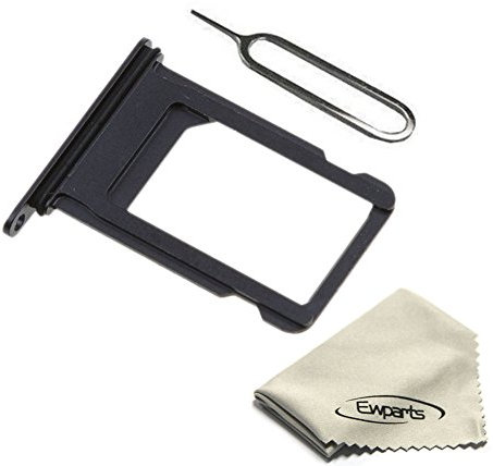 Ewparts for iPhone 7 Plus Sim Card Tray Replacement with Waterproof Rubber & Eject Pin (Jet Black)