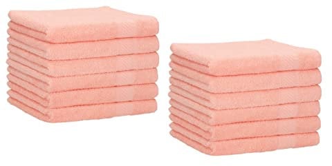 Betz 12 Stück Gästehandtücher Gästehandtuch Palermo 100% Baumwolle Größe 30x50 cm Handtuch Gästetücher Set Farbe apricot