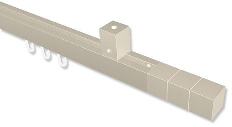 Interdeco Innenlaufstangen eckig Deckenmontage/Gardinenstangen Satin-Silber 20x20 mm Quadline Cubes, 360 cm