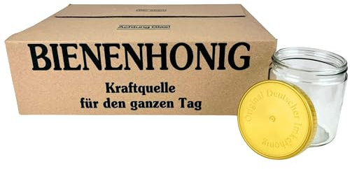 BIENEN SCHMIDT 60 x Neutrales Schraubglas 500g Imkerhonig Honnigglas mit goldenem Deckel ohne Etikett Honig Neutralglas (Deckel mit Prägung Imkerhonig)