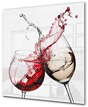 Concept Crystal Unique Glass kitchen panel – Tempered Glass backsplash – Art design Glass Upstand BS19 Wine Series: Spilled White Wine