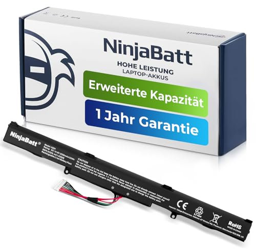 NinjaBatt Batterie A41-X550E pour ASUS X751L F751L K751L R751L R752L X450 X450E X450FJ A450J A450E X550E X550D X550V X550Z X550DP X550ZA X751M F450 F751MA - Longue Durée [33Wh/14.8v]