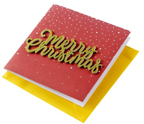 Perleberg klassische Weihnachtskarte mit Umschlag - hochwertige Weihnachtspostkarte mit Merry Christmas Lettering - Karte Weihnachten für schöne Weihnachtsgrüße - Grußkarte - Top Qualität