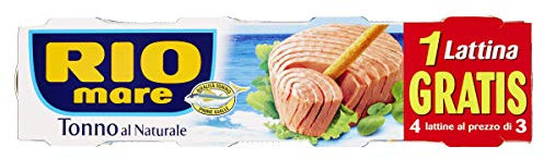 Rio Mare Tonno al Naturale Qualità Pinne Gialle, 1% di Grassi, 3 + 1 Lattine da 80g