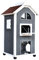 PawHut Katzenhaus für Katzenbett oder Katzentoilette, Katzenschrank, Katzenklo Indoor, Tannenholz, Asphaltdach, Grau, 59 x 55 x 109 cm