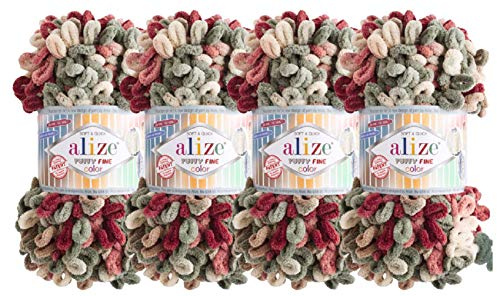 Alize Puffy 6039 Babydecke, feine Farbe, kleine Schlaufe, 100 % Mikropolyester, weiches Garn, 4 Stück, 400 g