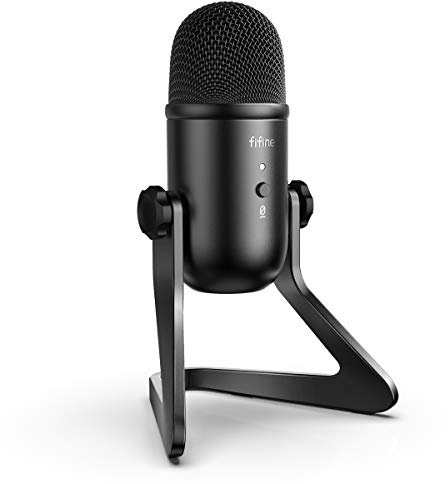 FIFINE USB Podcast Microphone for Recording Streaming to PC and Mac, Condenser Computer Game Microphone for PS4. Headphone Output and Volume Control, Microphone Amplification Control K678