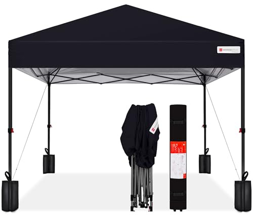 Best Choice Products 10x10ft Pop Up Canopy Tent, Outdoor Shade, 1 Person 1 Minute Set Up, Carry Case, 4 Weight Bags - Black