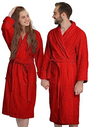 Banzaii Accappatoio Uomo, Accappatoio Donna, Accappatoio in Spugna con Cappuccio 100% Cotone Super Assorbente e Morbido - Taglia XXL Rosso