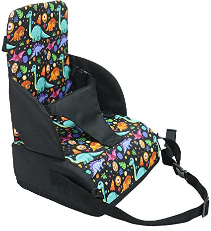 Kinder Sitzkissen Sitzerhöhung Stuhl, Fansu Baby Tragbar Sitzkissen Sicherheit Design Verstellbar Zerlegbar Kleinkinder Esszimmerstuhl ErhöHen Pad Esszimmer Boostersitze (schwarzer Dinosaurier)