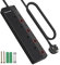 DEWENWILS 4 Way Extension Lead 3M with Individual Switches, Surge Protected Extension Cable with Indicator Lights, 13Amp 4 Gang Power Strip, Wall Mountable, Black