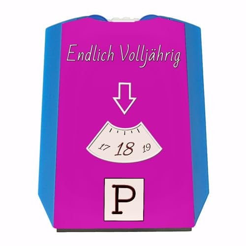 Endlich volljährig Parkscheibe in Pink Geschenk zum 18 Geburtstag eigenes Auto Freunde über 18 erwachsen praktisch mit Eiskratzer und Wasserabstreifer Party Mitbringsel