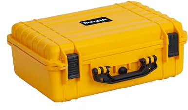 MEIJIA All Weather Portable IP67 Waterproof Protective Case, Hard Camera Case with Customizable Foam, Perfectly Protection of Camera, Drones, Pistols, Equipments, 18.5 x14.06x6.93inches (Yellow)