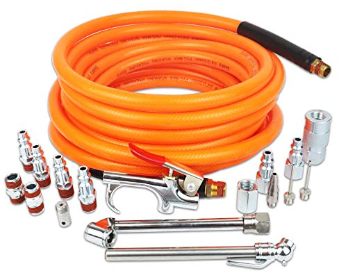 MELPRISU 17 Pezzi Kit di Utensili Aria 3/8 X 25ft Kit Tubo Compressore D'aria In PVC Kit Accessori Compressore D'aria Kit