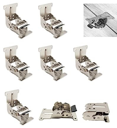 LIKERAINY 0-90-180 Gradi Cerniera Pieghevole Blocca Supporto Staffe Invisibili per Pannello Estensione Tavolo Mobili Letti Panche Scaffali Ferro Zincato con Colore Argento 8 pezzi