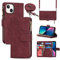 Cavor Crossbody iPhone 13 Mini Case With Card Holder With Strap,Flip Leather Wallet Case,[9 Card Holder] Zipper Detachable Lanyard Phone Case Cover for Women for iPhone 13 Mini - Red