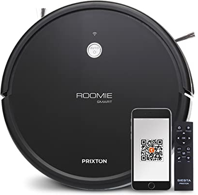 PRIXTON - Roomie Smart Roboter-Staubsauger - 1400Pa große Saugleistung - WLAN und Apps - Intelligente und automatische Reinigung: kehren, wischen, saugen