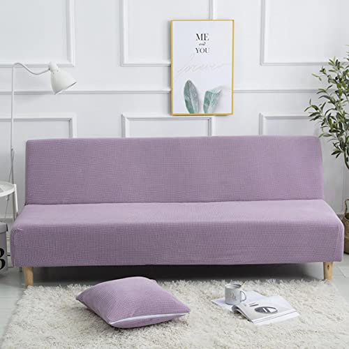GUYIRT Jacquard Armless Schlafsofa-Bezüge Stretch-Spandex Sofabezug Armlose Abnehmbar Sofabezug Ohne Armlehnen Möbelschutz Waschbarer Couchbezug -Violett-Groß (190-220 cm)
