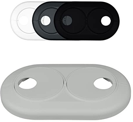 FUX 5 STÜCK Doppel Heizungsrohr Rosette, Rohrabstand variabel, Loch-Ø: 15mm - 28mm, Rohrabdeckung, Verkleidung, Heizkörper Rosetten, Abdeckungen Heizungsrohr (16mm, Lichtgrau RAL 7035)