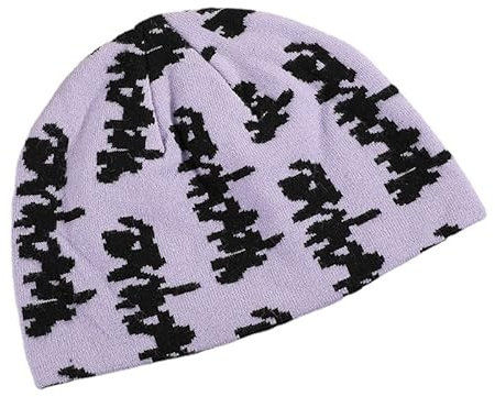 LaurelTree Y2K Beanies Y2K Mütze, Grunge-Zubehör, Slouchy Beanies für Damen, Y2K, Kleidung, Häkelmützen, Violett