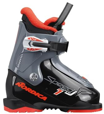 Nordica Speedmachine J1 Kid's Alpine Ski Boot, Black/Anthracite/Red, 15.5