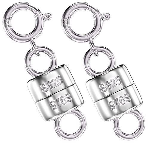 Qulltk 925 Sterling Silber Magnetische Halskette Klauen und Verschlüsse, Mini-Armbänder, Clasp Converter Gold und Silber Kette Extender für Schmuck Making Supplies