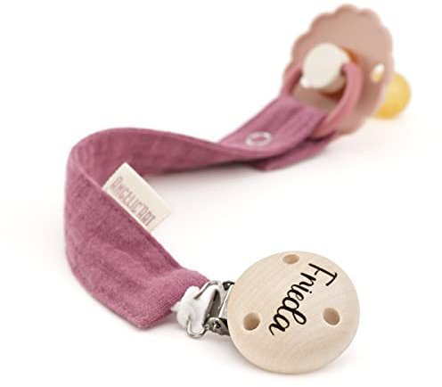 AngelicArt Schnullerband mit Gravur Namen für Babys - Mädchen und Jungen - Viele Modelle und Farben (Heide)