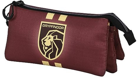 Harry Potter Gryffindor22-Estuche Portatodo Triple Eco, Burdeos, 23 x 11 cm
