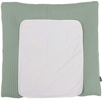 Puckdaddy Ilvy | Zopfstrick-Muster in Jadegrün | Wickelauflage 77x75cm | 100% Baumwolle | OEKO-TEX geprüft | Weiche und sichere Wickelunterlage für Babys | Optimaler Komfort und Stil