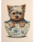 Artery8 Cute Teacup Yorkshire Terrier Dog in Floral Pattern Tea Cup Watercolour Illustration Unframed Art Print Poster Wall Decor 12x16 inch