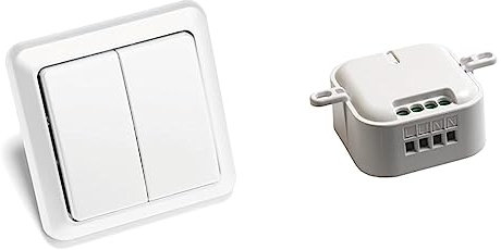 Intertechno Smart Home ITW 852 Funk Wandsender weiß 2 fach 2 Kanal & Funk Einbauschalter Ein/Aus CMR-2000, 49 x 28 x 25 mm