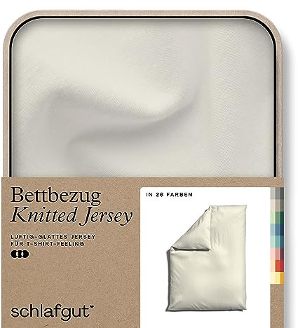 schlafgut Knitted Jersey Bettwäsche 135x200cm Bettdecke Bezug einzeln, Multicolor Uni, weich und faltenfrei mit Elasthan (Yellow Light, 135-140x200)