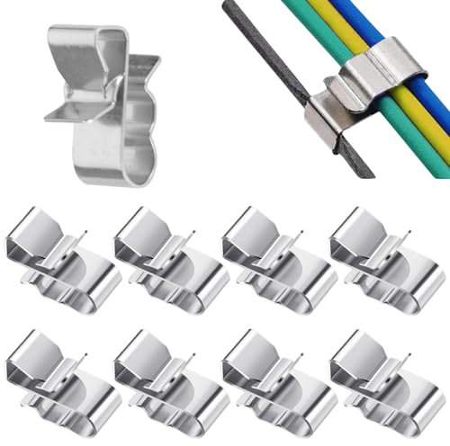 Jadeshay Clip Cavo Clip per Cavi,50 Pezzi Telaio di Cavo Clip Rimorchio Fermacavi Supporto Staffe di Fissaggio Metallico,per Pannello Solare Solare Fotovoltaico (23 * 10mm)
