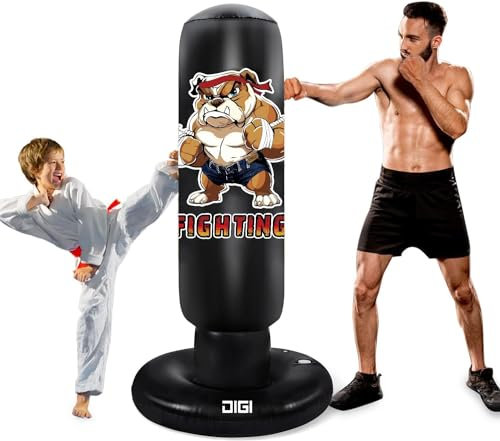Boxsack für Kinder, Teenager und Erwachsene - 63 Zoll extra großer aufblasbarer Boxsack mit Ständer Karate Geschenke für Jungen